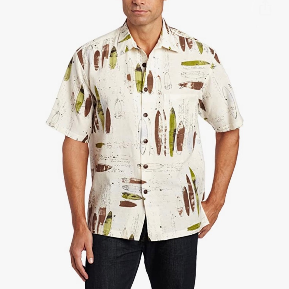 Kahala 1936 Short Sleeve Shaping Room Woven Shirt Ivory Size Medium